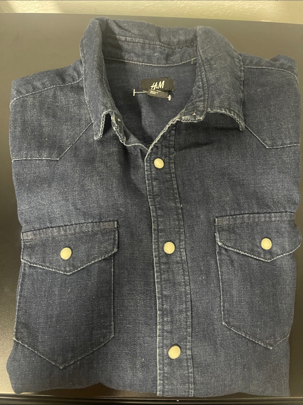 H&M Navy Denim Western Shirt Jacket